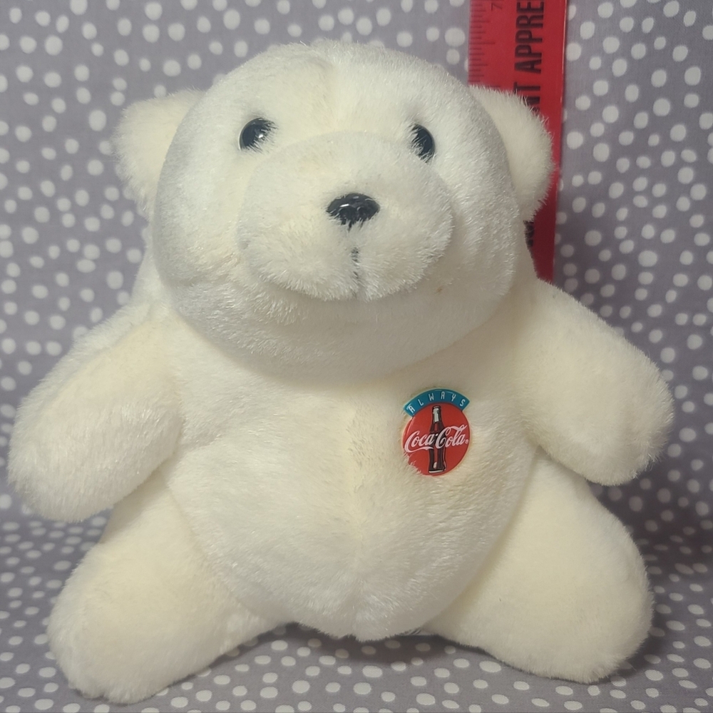 Coke Vintage 1993 Always Coca-Cola‎ White Plush Polar Bear 7” Stuffy Advertising